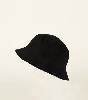 black corduroy bucket hat