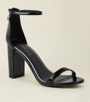 black patent heels with ankle strap