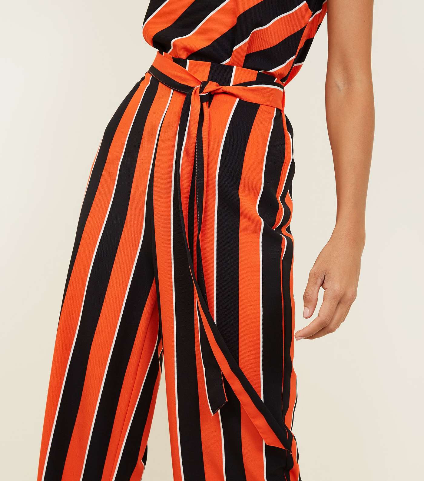 Cameo Rose Red Stripe Tie Waist Trousers Image 5