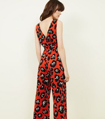 new look red leopard print jumpsuit