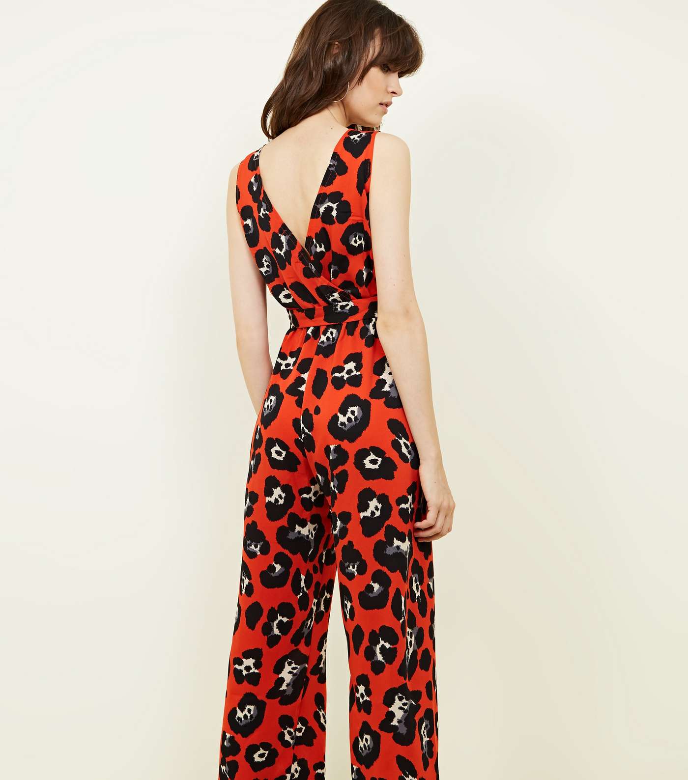 Cameo Rose Red Leopard Print Wrap Jumpsuit  Image 3