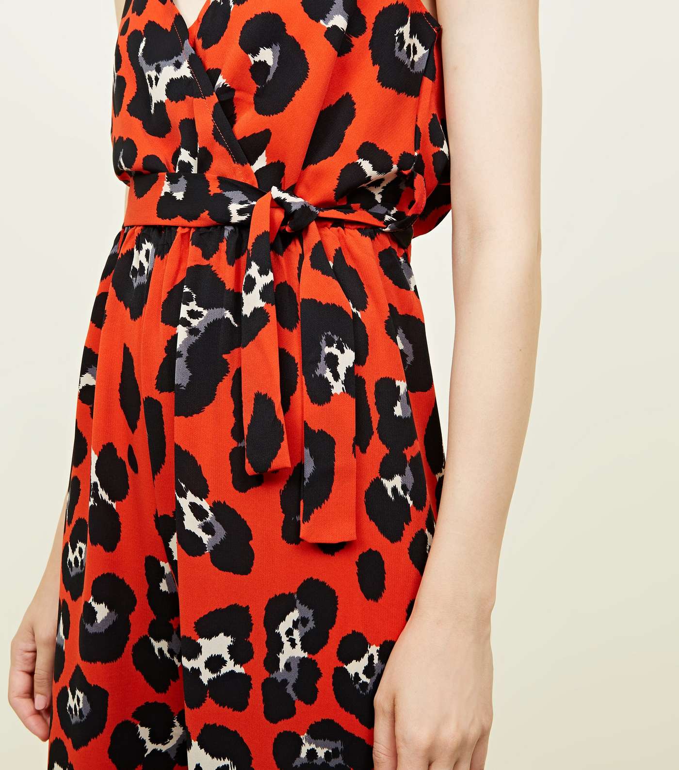Cameo Rose Red Leopard Print Wrap Jumpsuit  Image 5