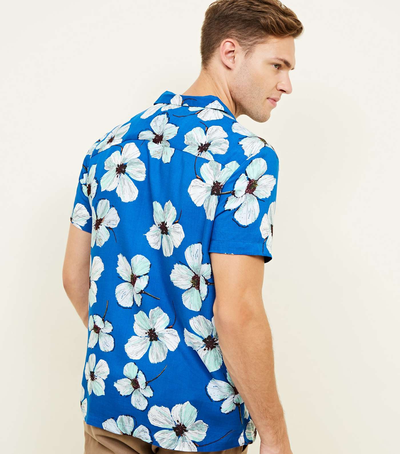 Bright Blue Floral Short Sleeve Shirt Image 3