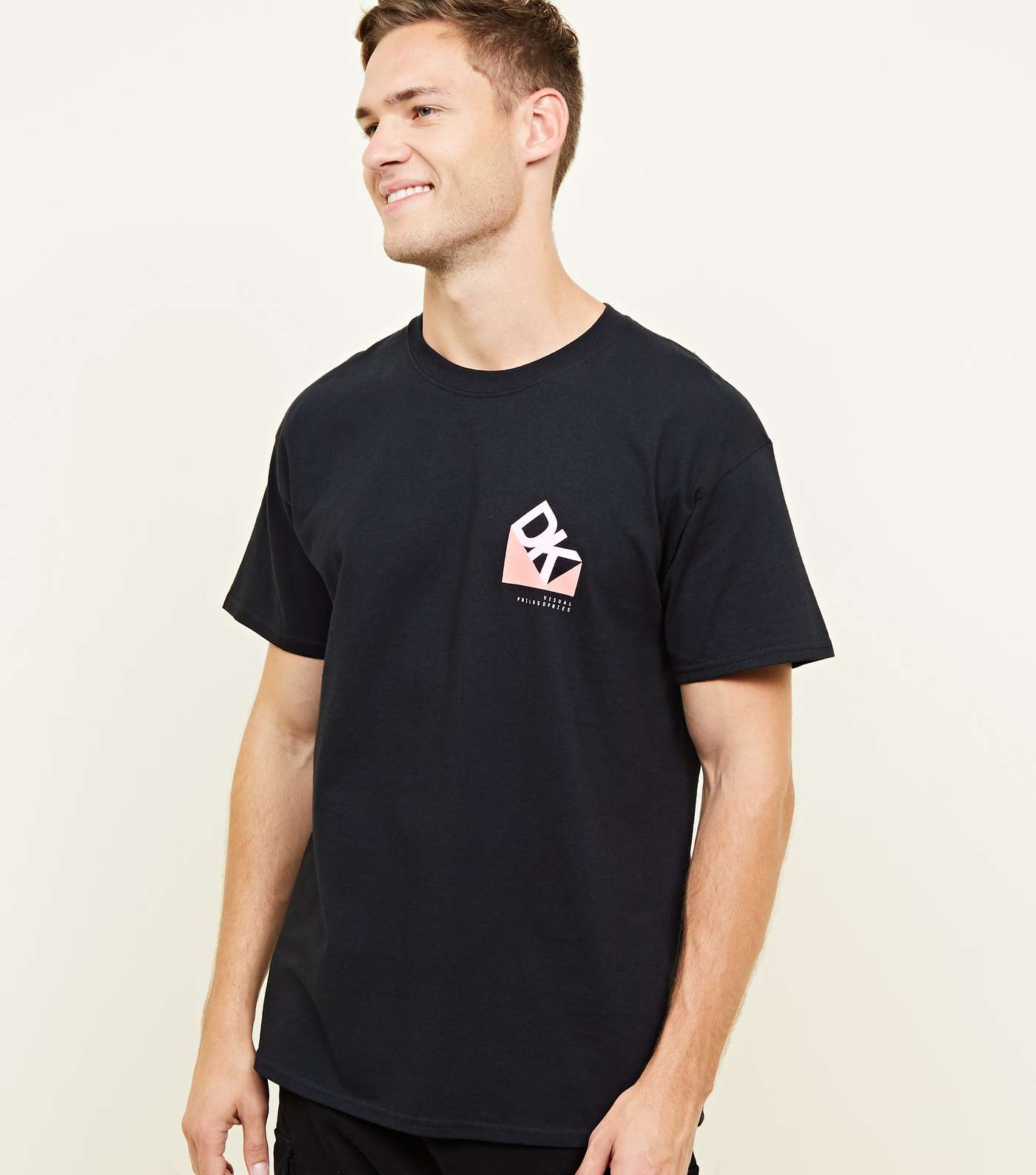 Black DK Geometric Printed Back T-Shirt Image 3