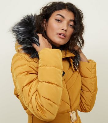 Cameo Rose Mustard Puffer Jacket New Look Puffer Jacket New Look