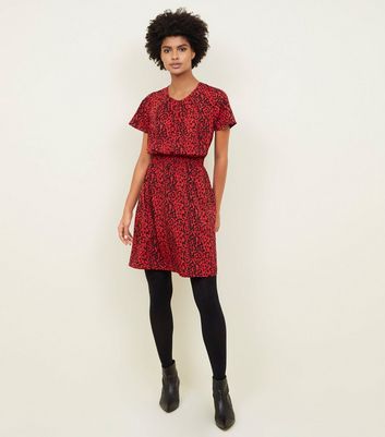 new look red leopard print dress