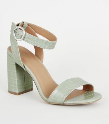 mint green block heel sandals