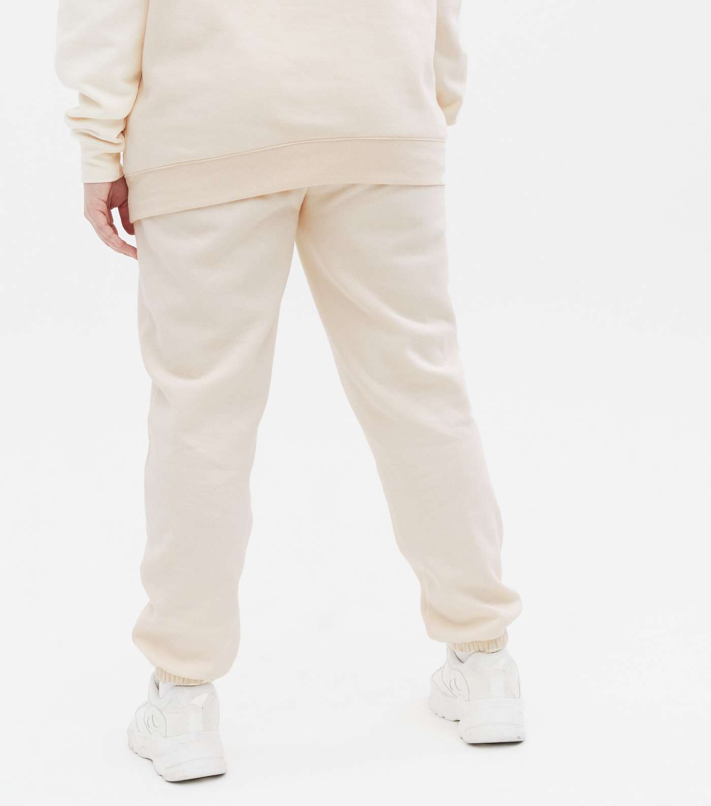 Curves Cream Jersey Cuffed Joggers Image 4