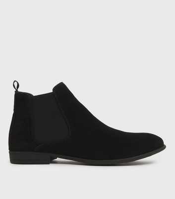 Black Suedette Round Toe Chelsea Boots