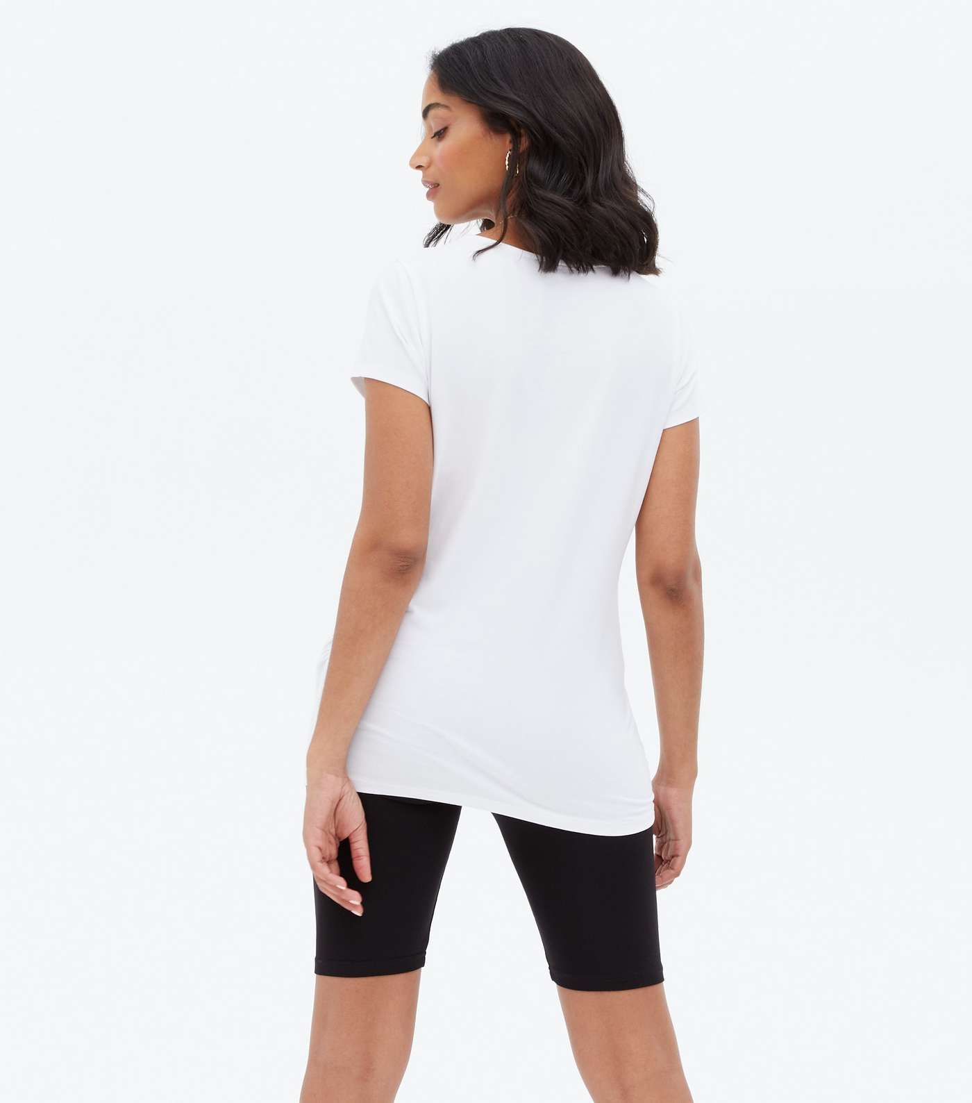 Maternity White Ruched Crew T-Shirt Image 4