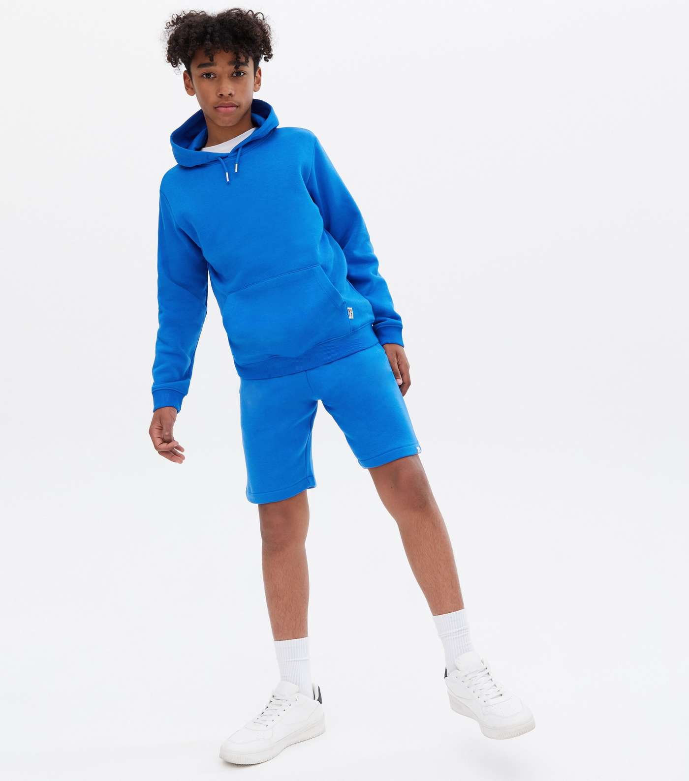 Boys Bright Blue Jersey Pocket Front Hoodie Image 3