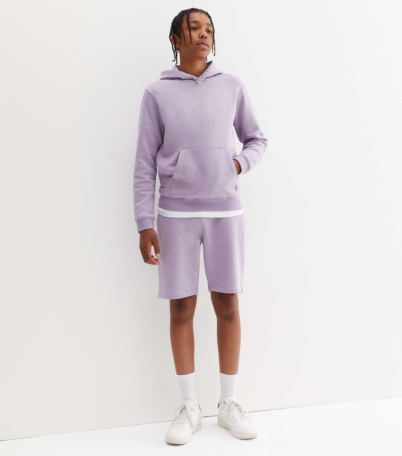 Boys Lilac Jersey Pocket Front Hoodie Image 2