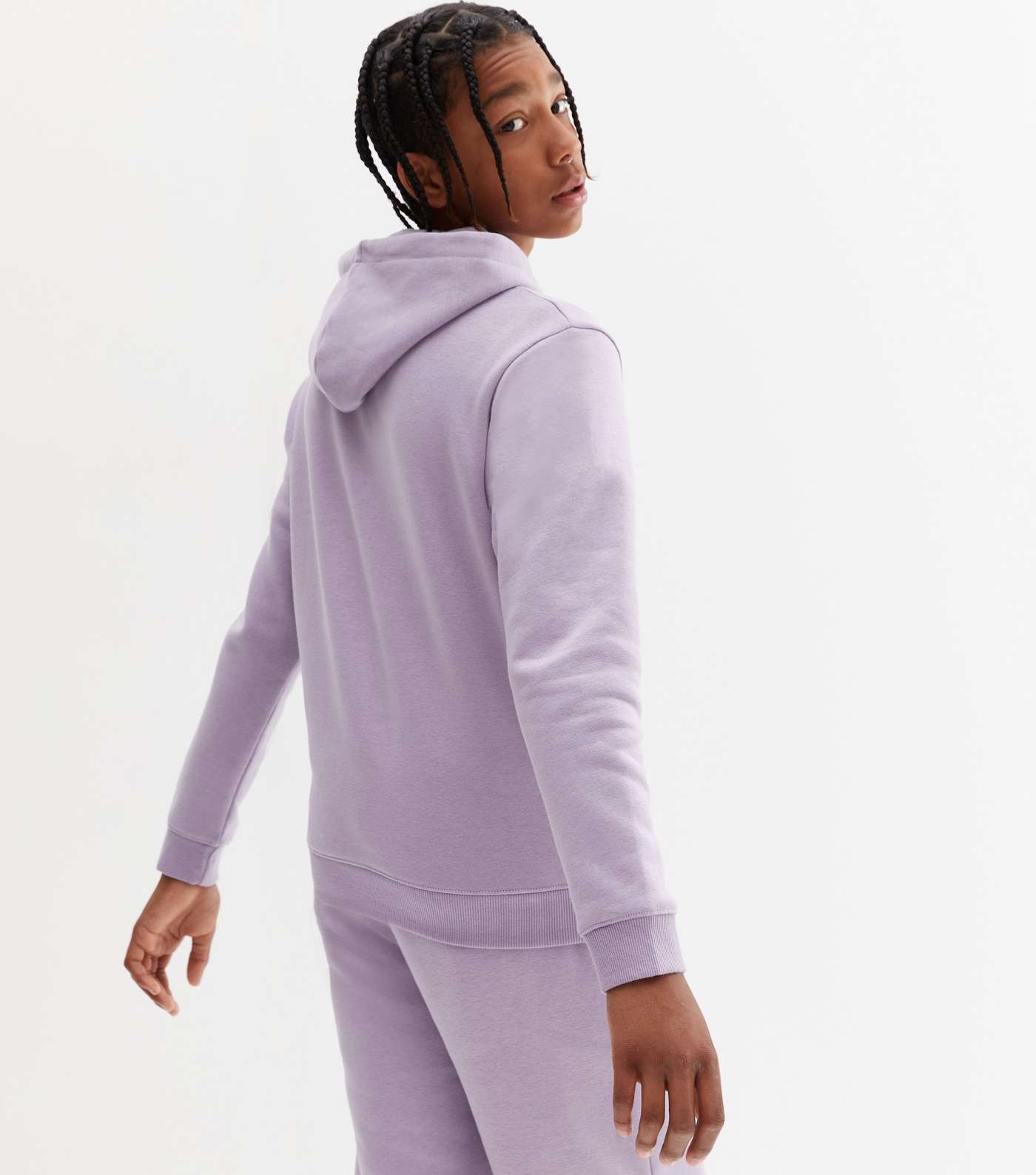 Boys Lilac Jersey Pocket Front Hoodie Image 4