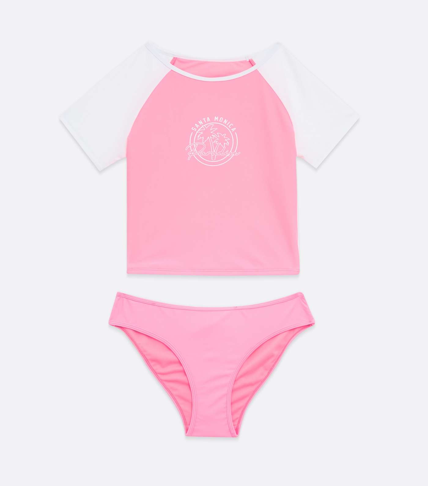 Girls Pink Santa Monica Colour Block Logo Swimwear Set