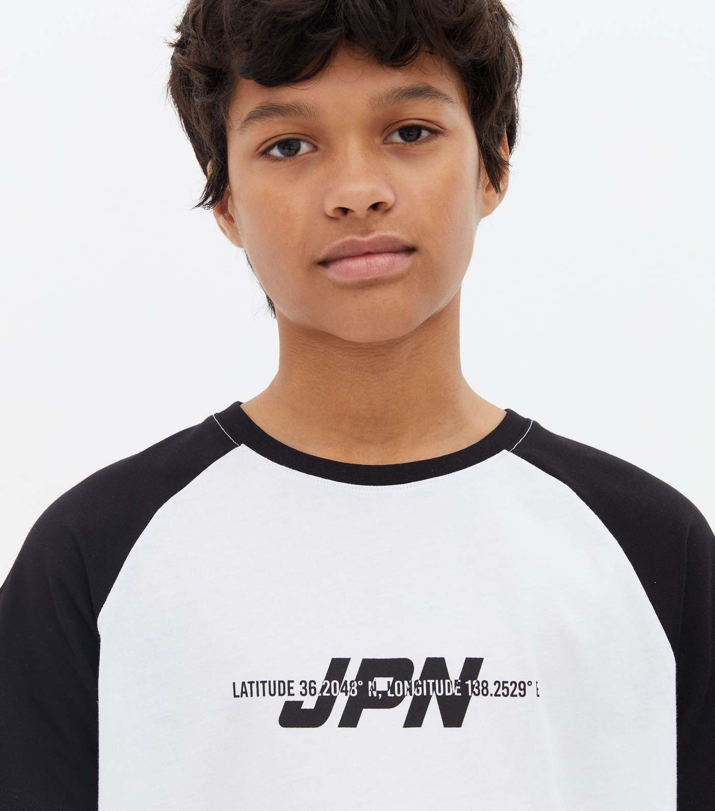 Boys Black JPN Logo Raglan Sleeve T-Shirt Image 3