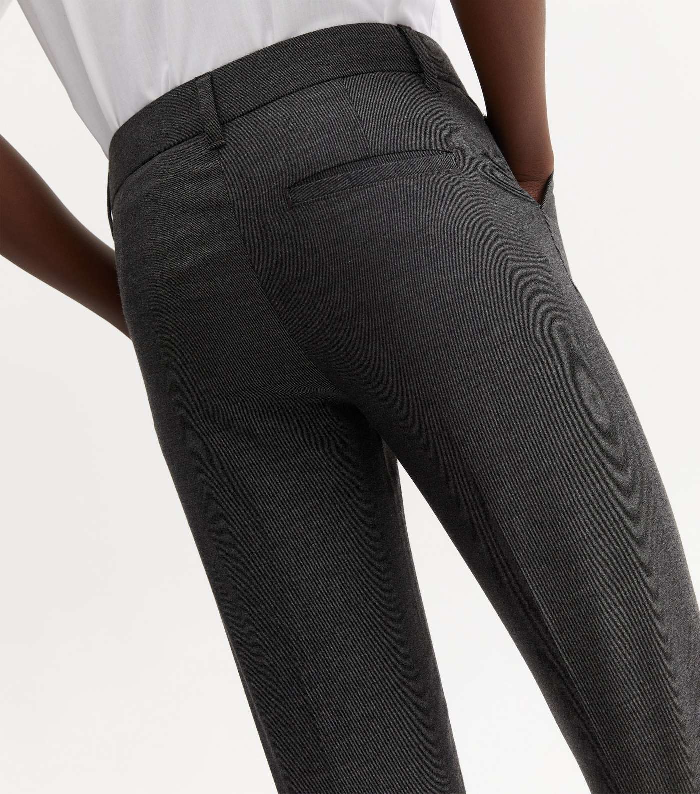 Boys Dark Grey Adjustable Waist Skinny School Trousers Image 2