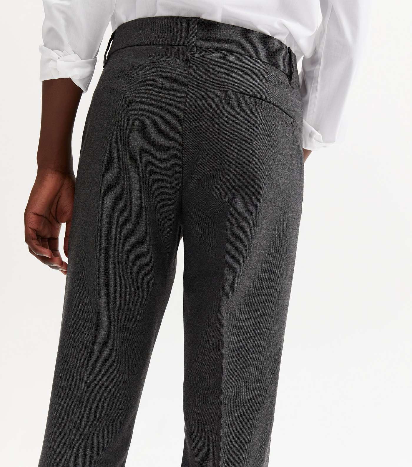 Boys Dark Grey Adjustable Waist Slim Leg School Trousers Image 2