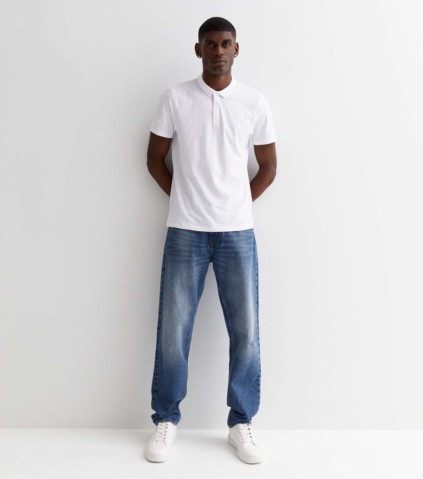 White Short Sleeve Collared Polo Shirt Image 2