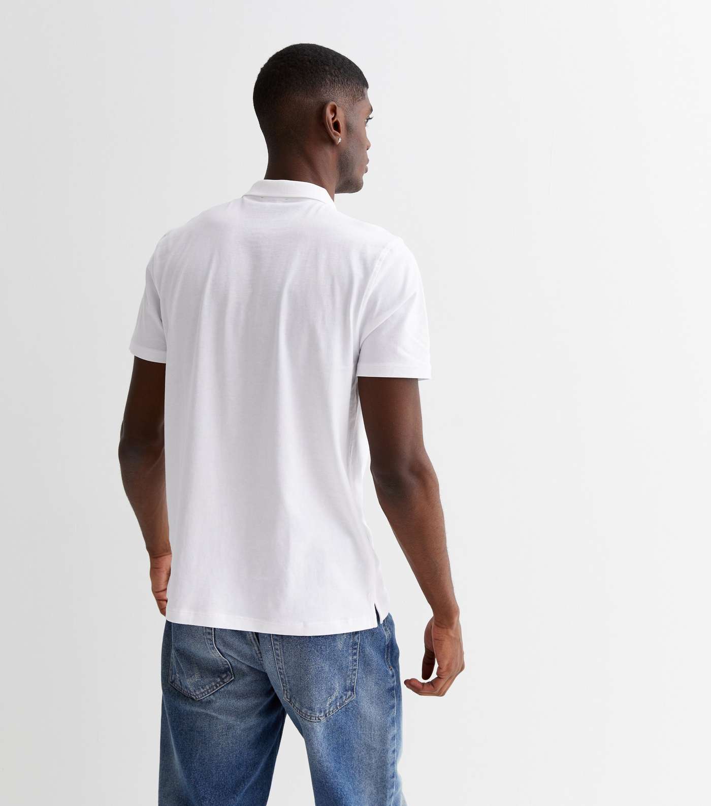 White Short Sleeve Collared Polo Shirt Image 4