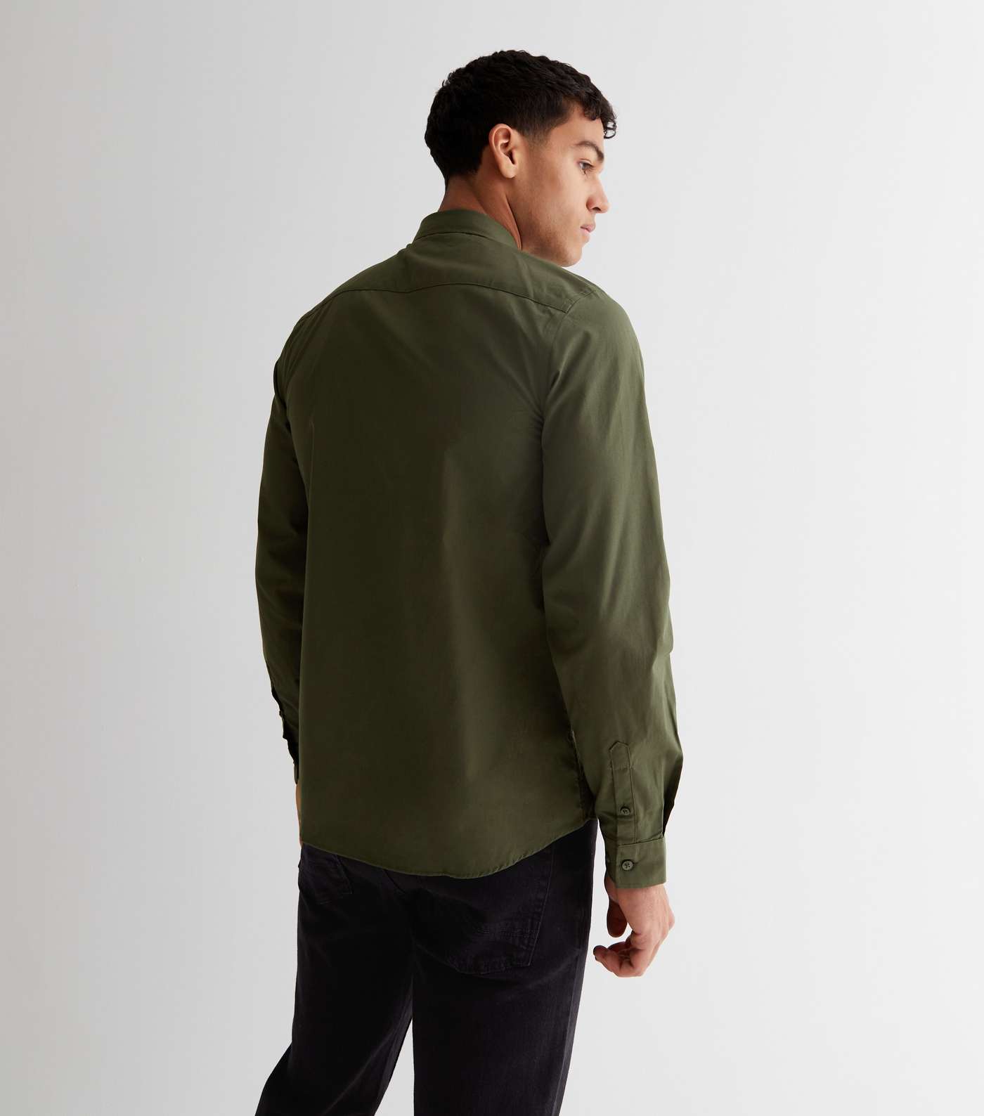 Khaki Poplin Long Sleeve Shirt Image 4