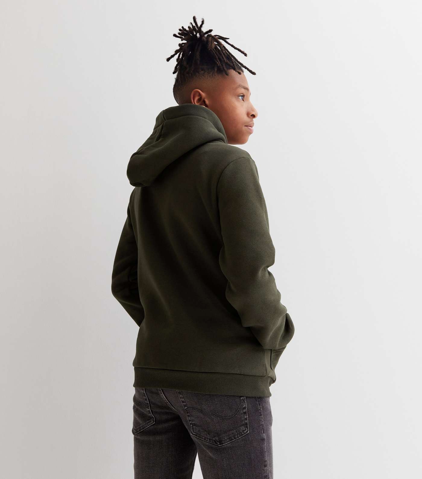 KIDS ONLY Dark Green Everything Connects Pocket Front Logo Hoodie Image 4