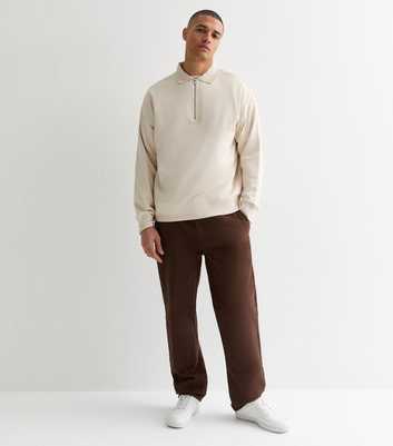 Dark Brown Panelled Straight Fit Trousers