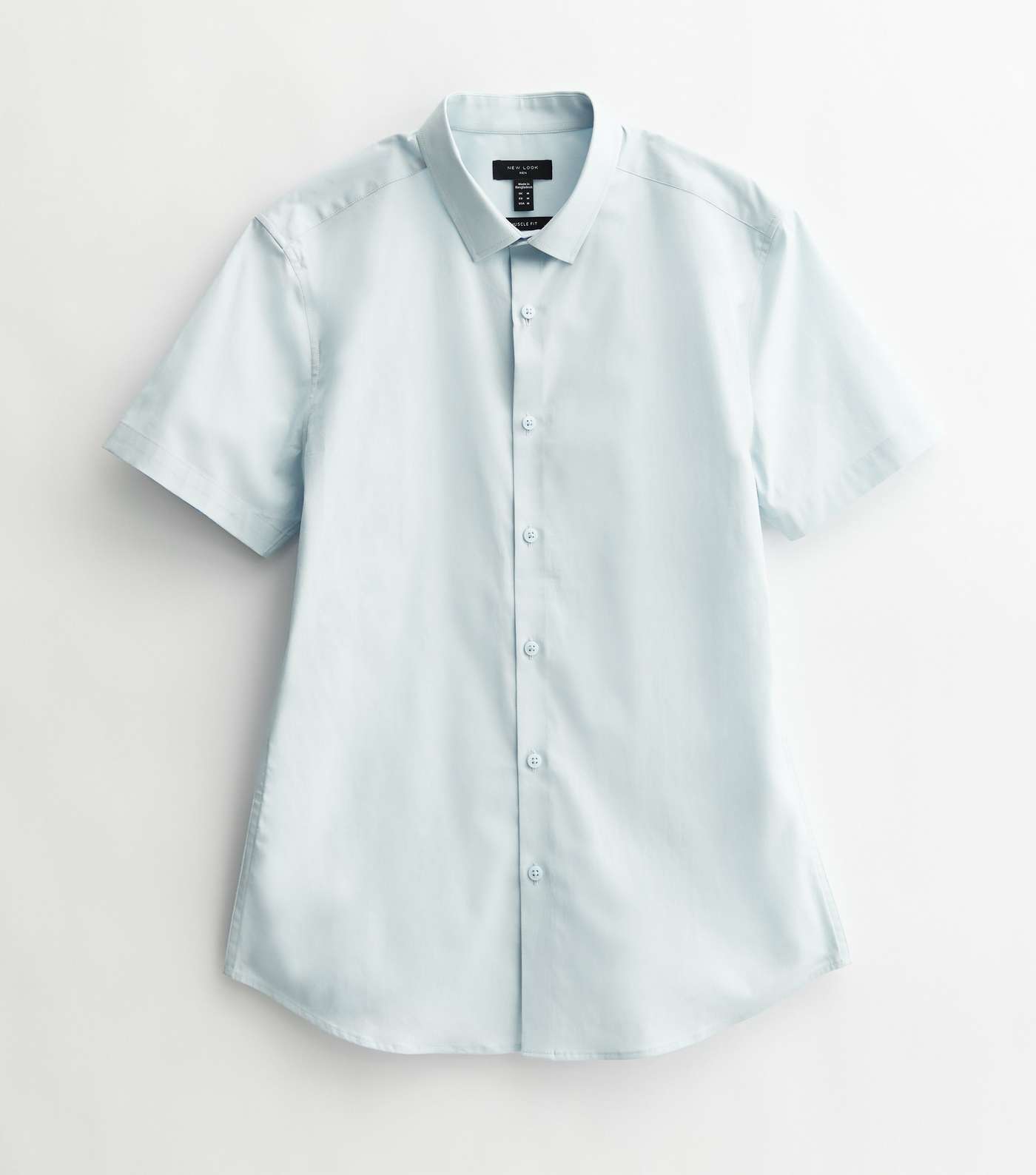 Pale Blue Short Sleeve Muscle Fit Oxford Shirt Image 5