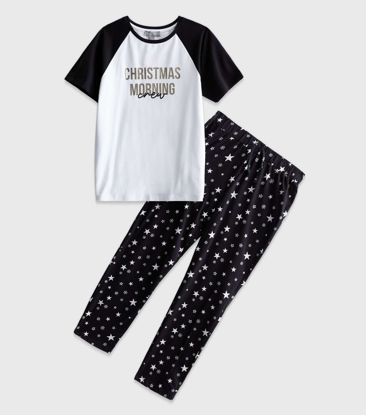 Boys Black Family Christmas Jogger Pyjama Set with Star Print Image 6