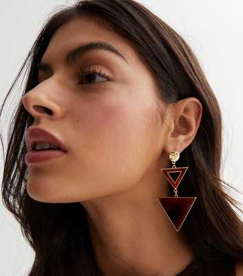 Gold Resin Triangle Drop Earrings