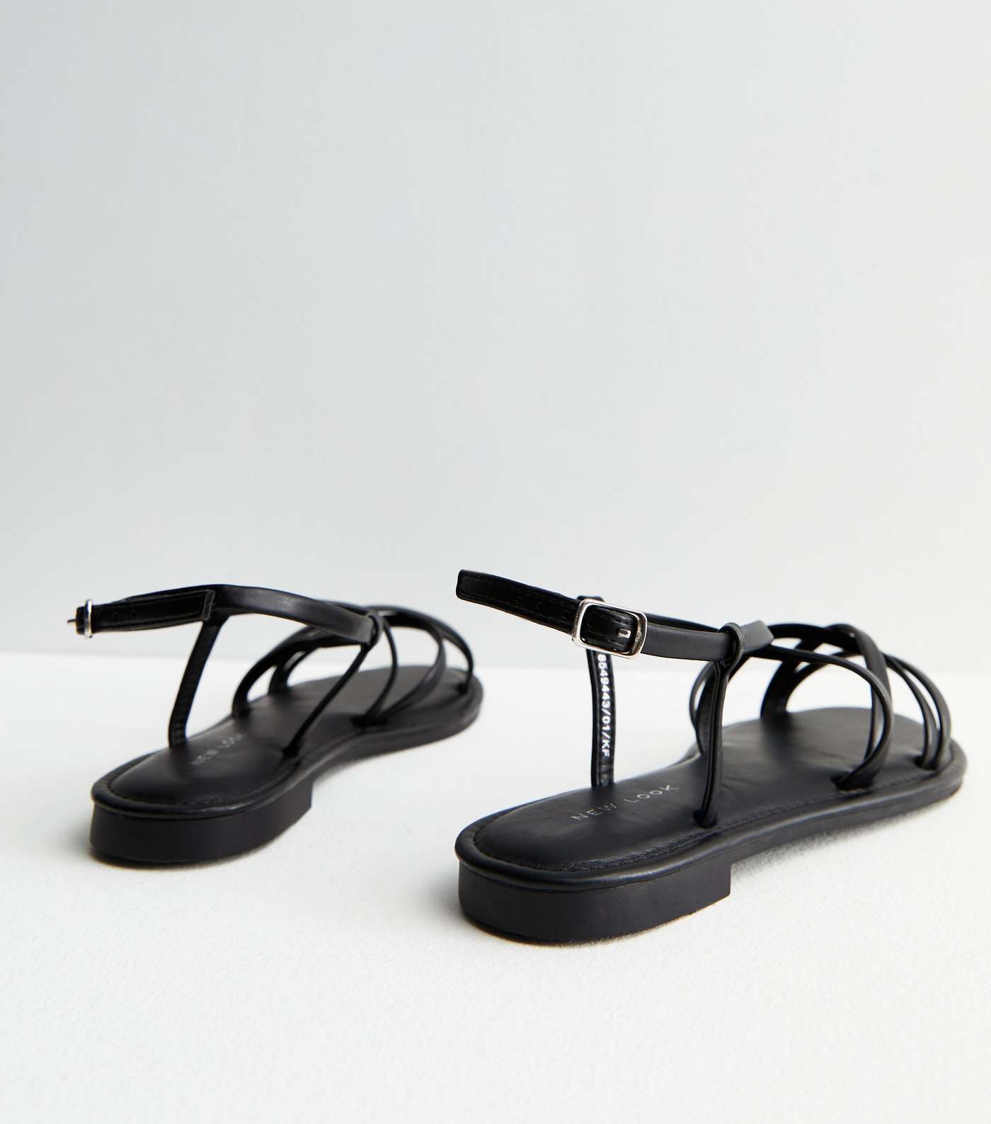 Black Leather-Look Strappy Sandals Image 4