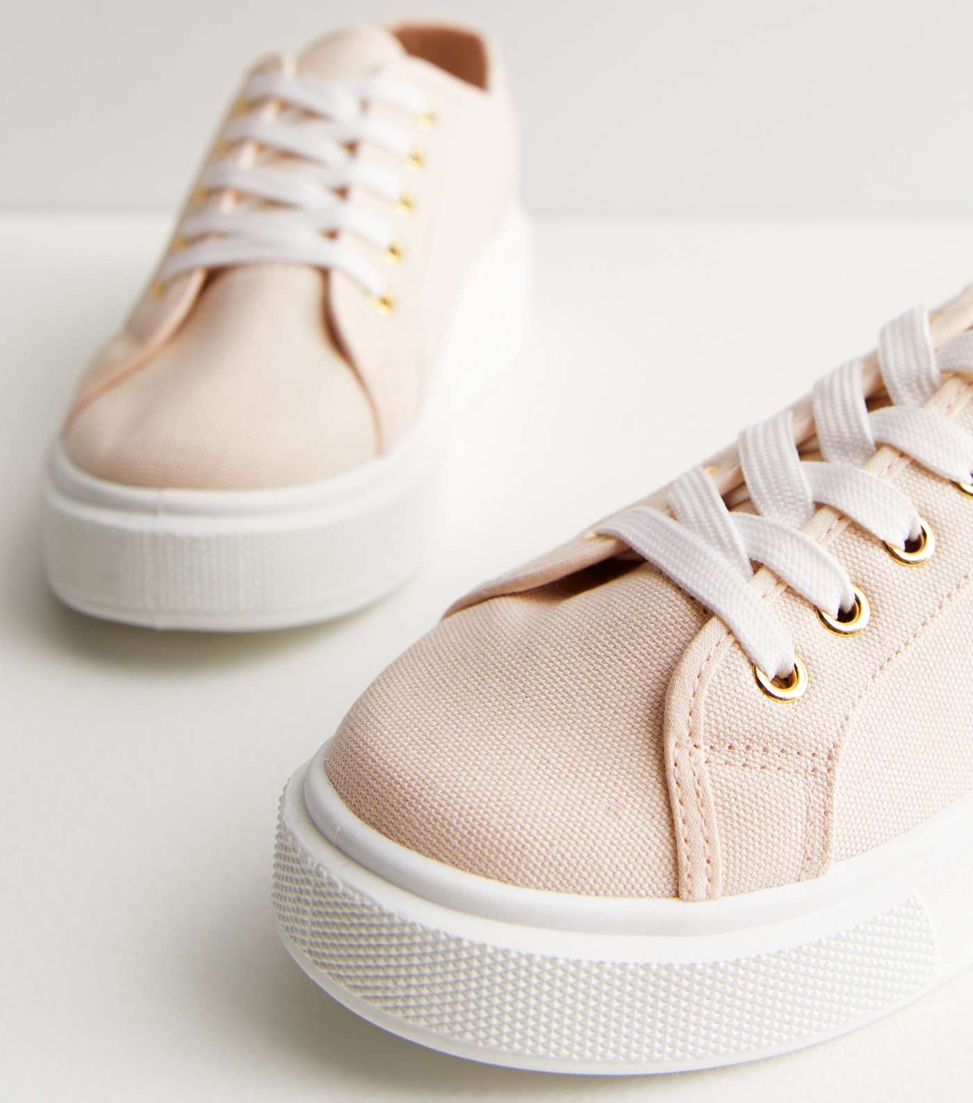 Pink Canvas Lace Up Chunky Trainers Image 4