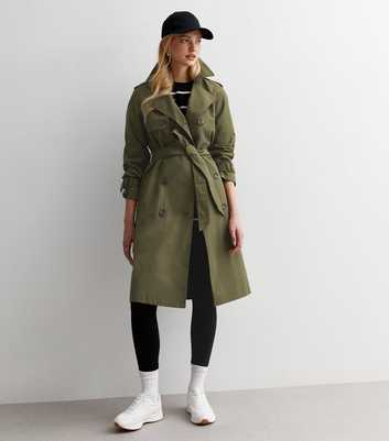 Khaki Formal Belted Trench Coat