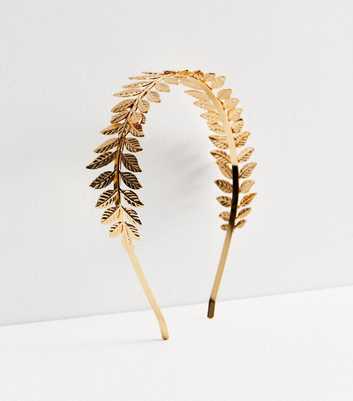 Gold Metal Large Leaf Headband
