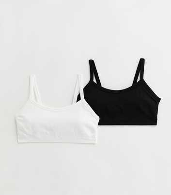 Girls 2 Pack Black and White Seamless Crop Tops