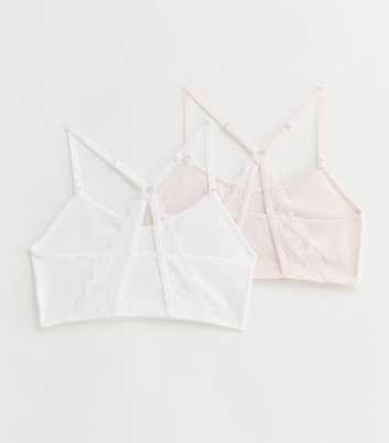 Girls 2 Pack Pink and White Seamless Crop Tops