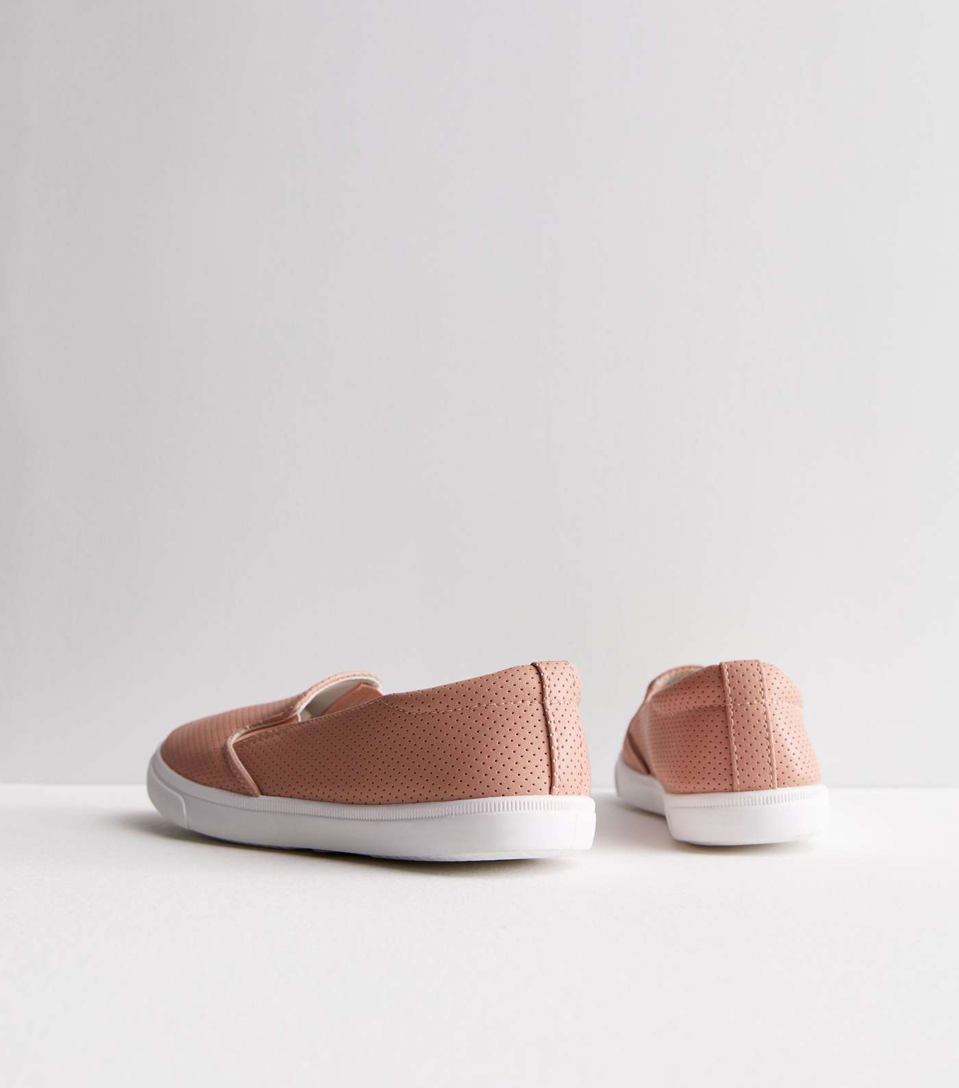 Pale Pink Perforated Slip On Trainers Image 5