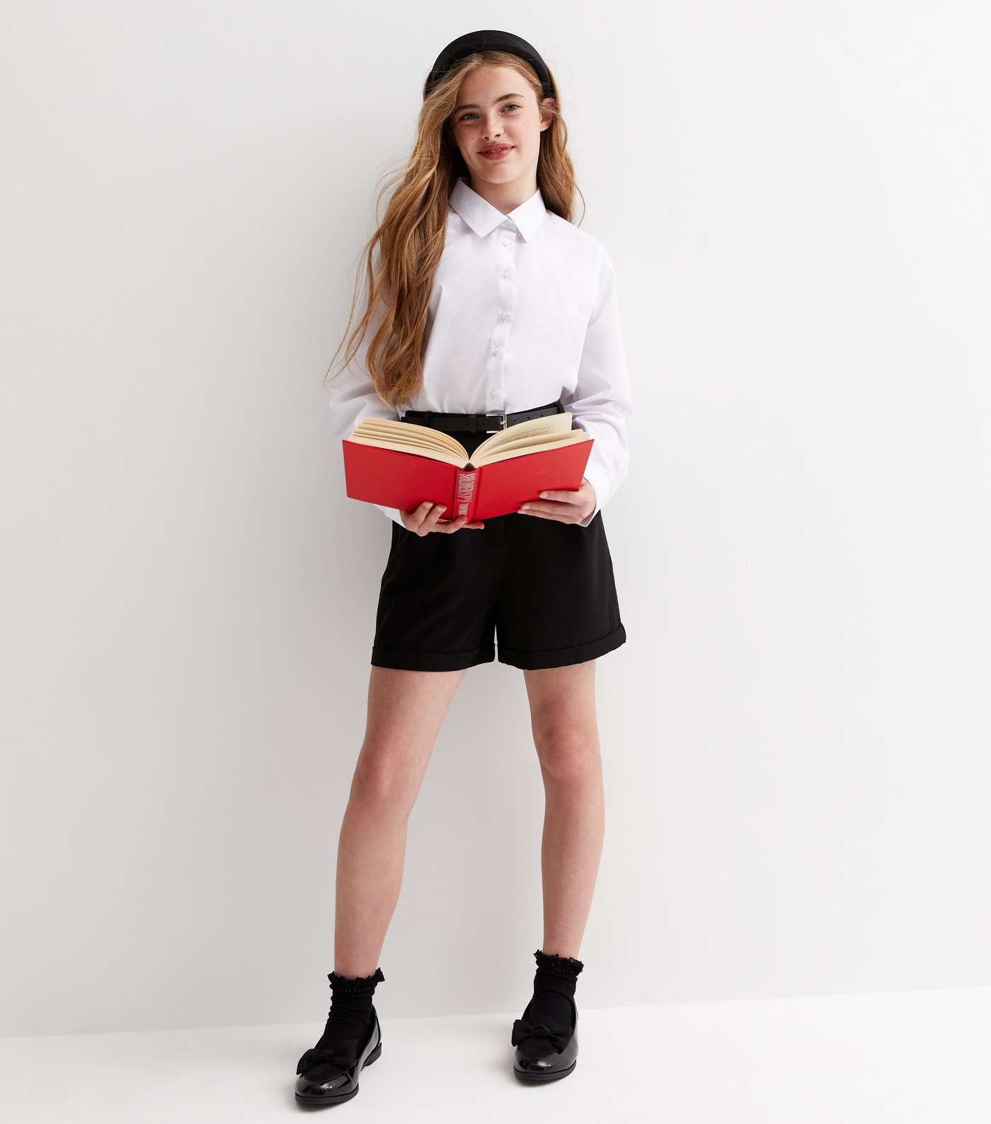 Girls 2 Pack White Long Sleeve Regular Fit School Shirts  Image 3