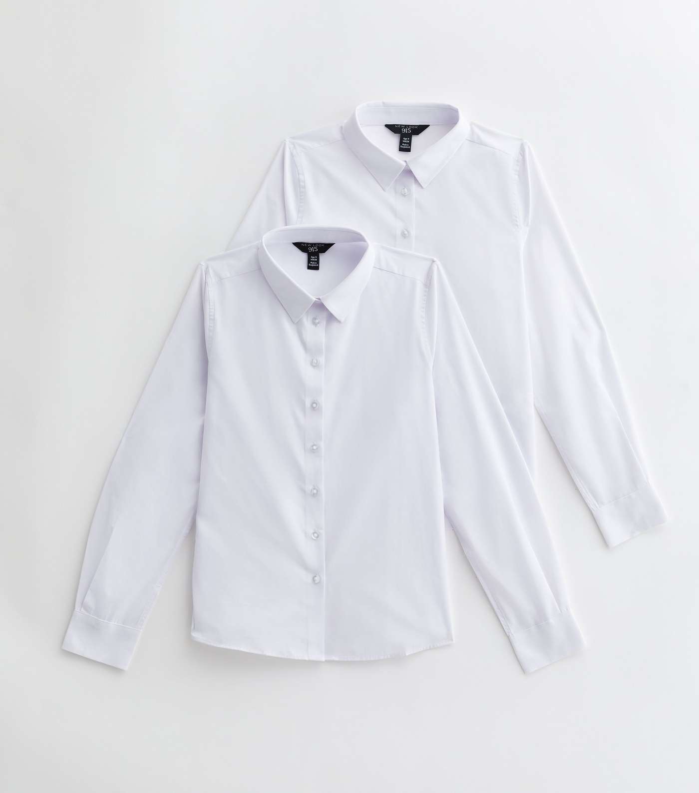 Girls 2 Pack White Long Sleeve Regular Fit School Shirts  Image 5