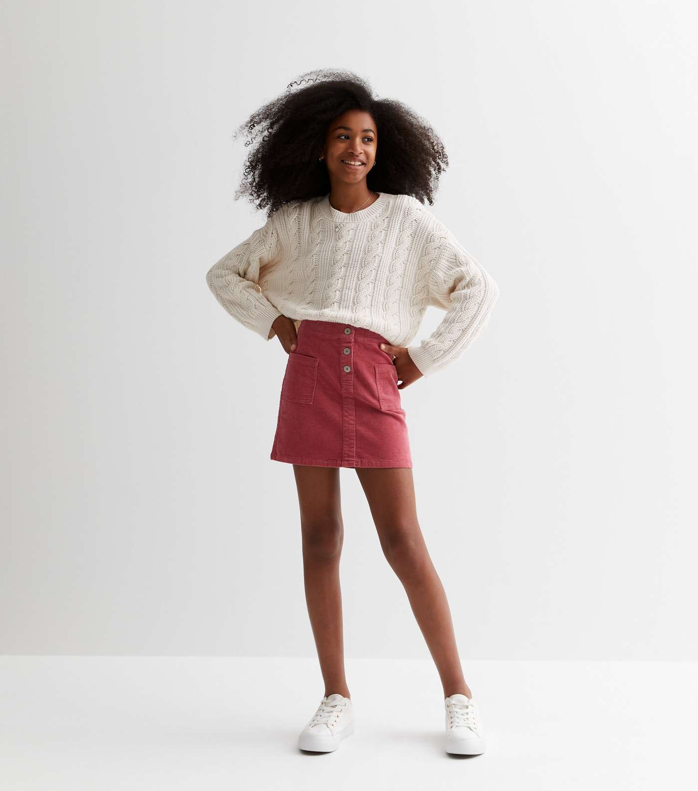 Girls Stone Cable Knit Crop Jumper Image 3