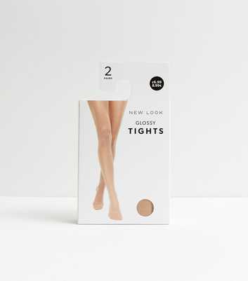2 Pack Light Brown Glossy Tights