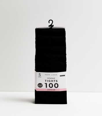 5 Pack Black 100 Denier Opaque Tights