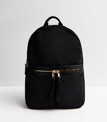Black Zip Pocket Front Backpack