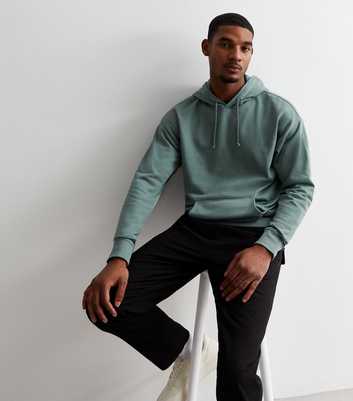 Light Blue Pocket Front Relaxed Fit Hoodie