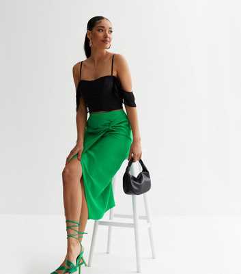 Green Sarong Midi Skirt