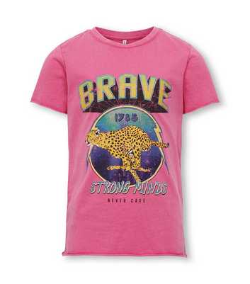 KIDS ONLY Pink Cotton Brave Logo T-Shirt