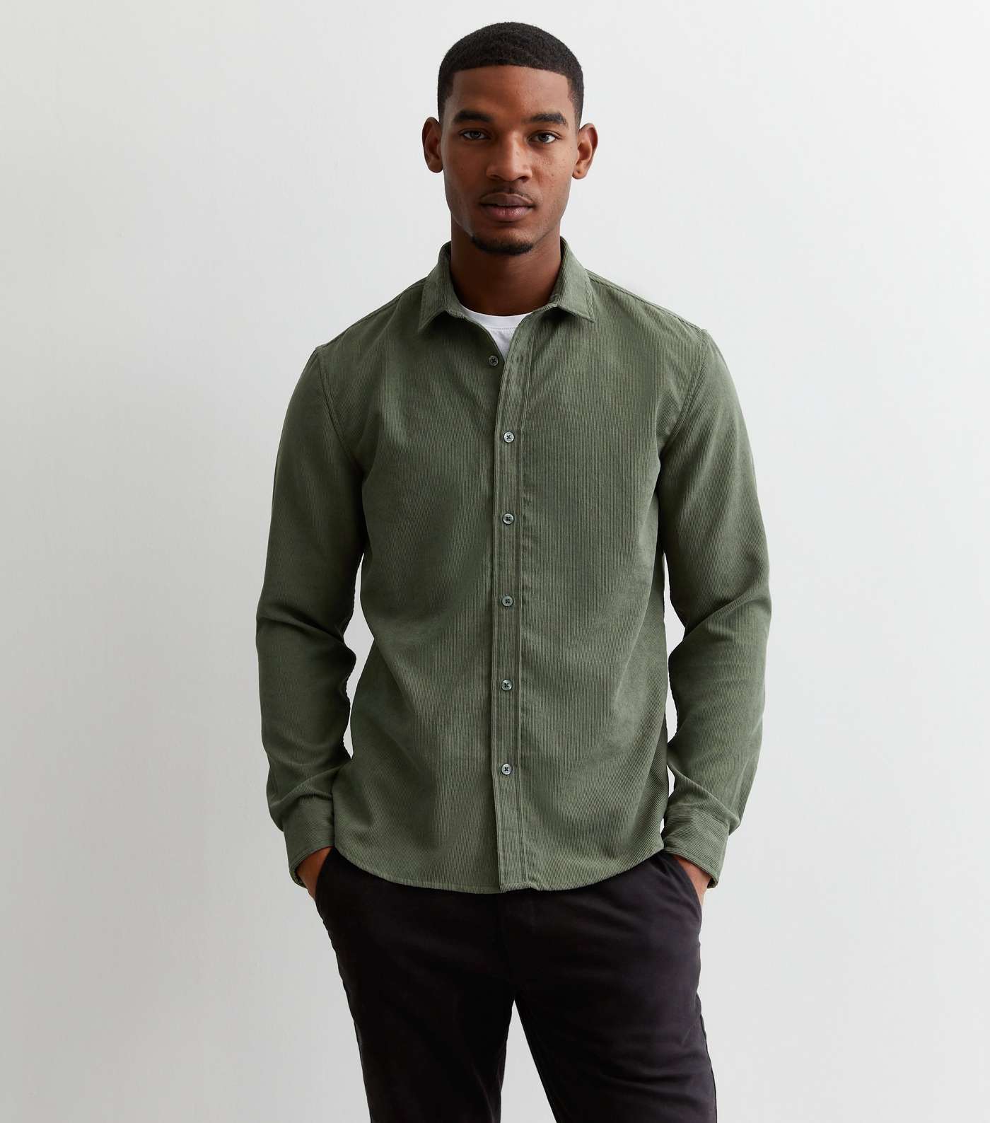 Green Cord Long Sleeve Regular Fit Shirt Image 2