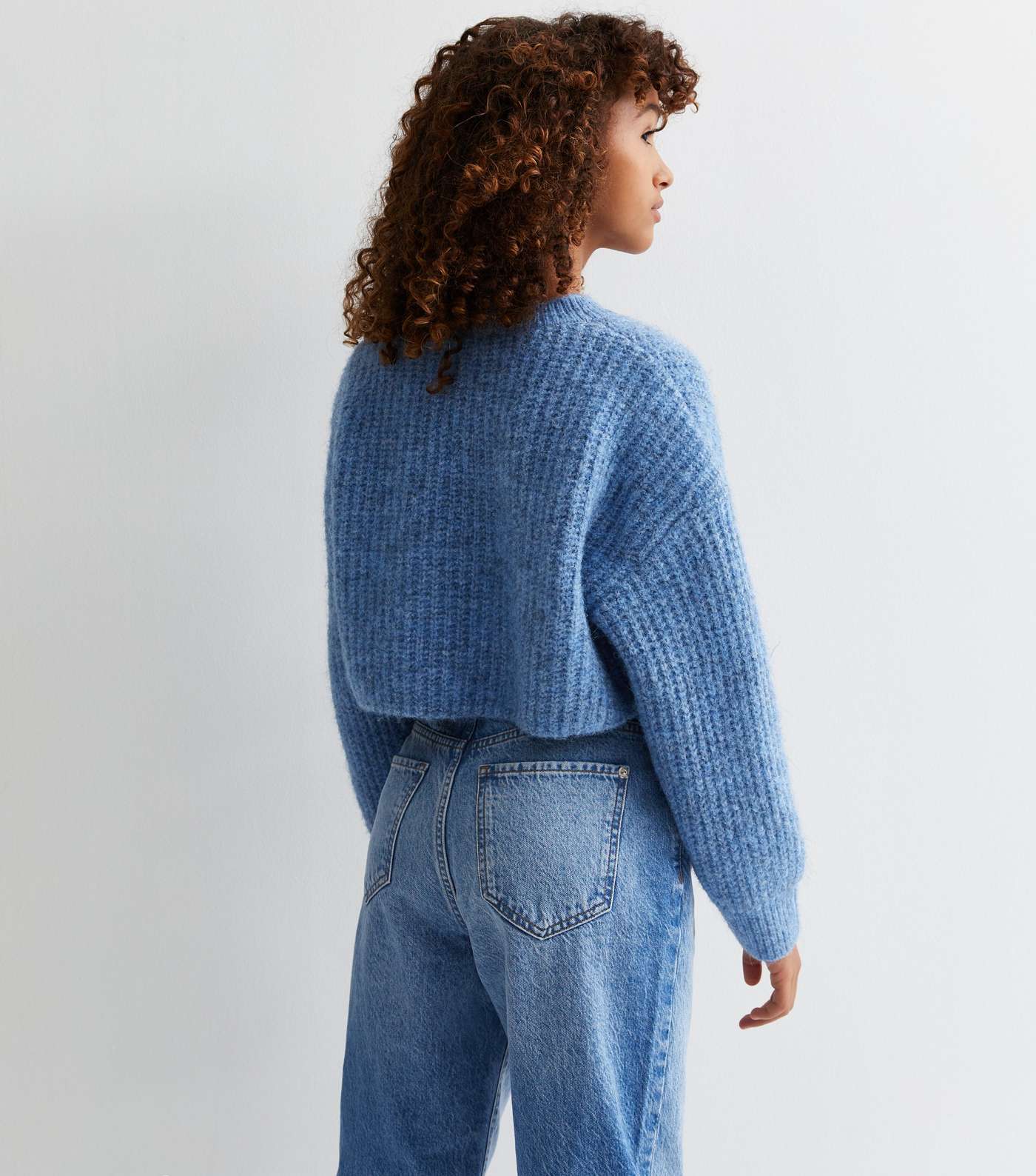 Girls Pale Blue Knit Crop Jumper Image 4