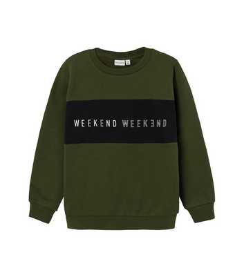 Name It Dark Green Cotton Weekend Logo Sweatshirt
