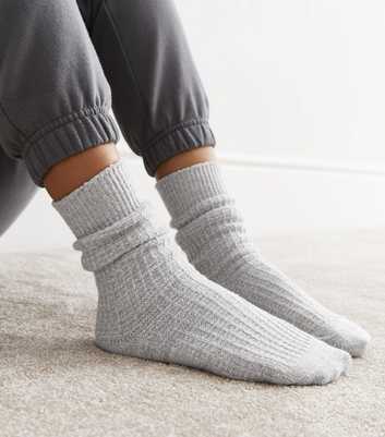 Grey Waffle Knit Lounge Socks