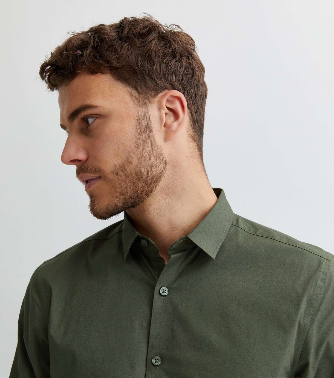 Khaki Poplin Long Sleeve Regular Fit Shirt Image 2